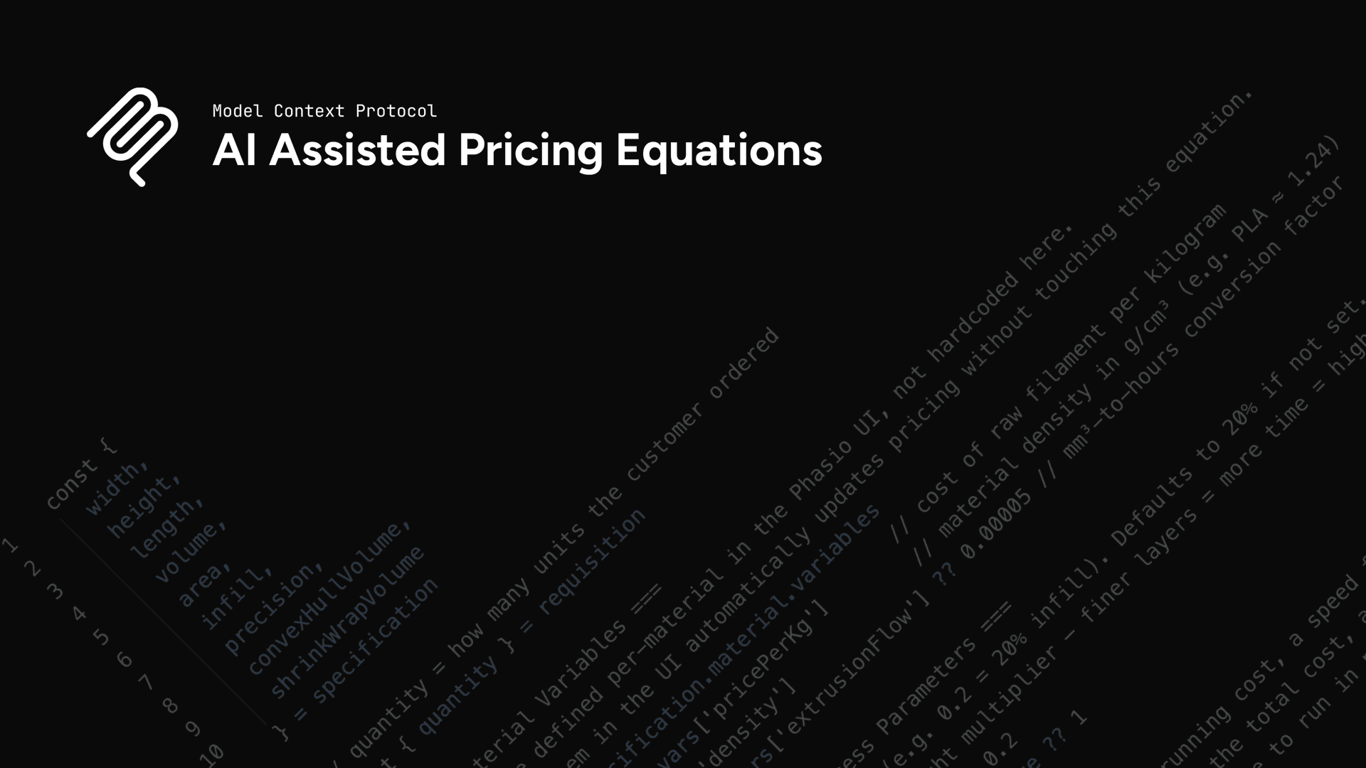AI-assisted pricing equations using the Model Context Protocol