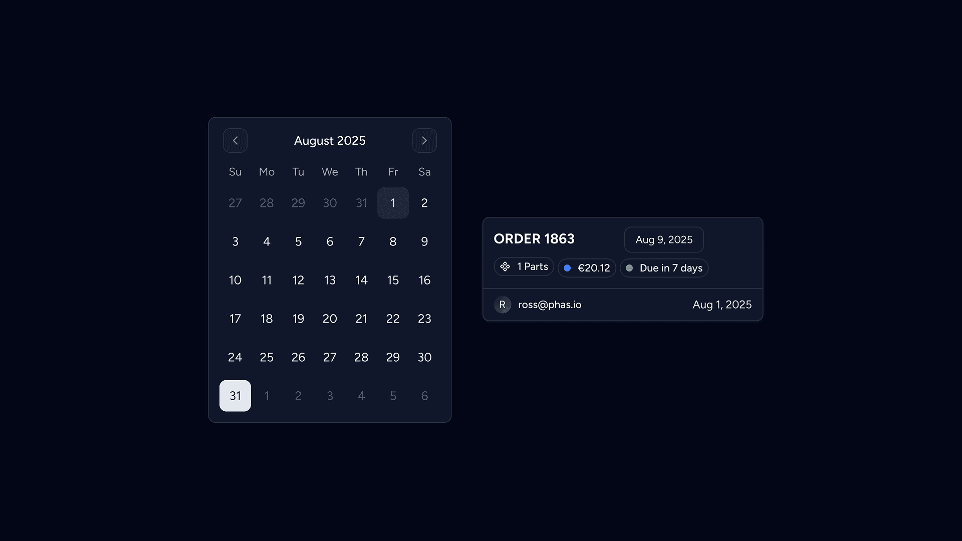 Dispatch date estimation thumbnail displaying calendar and order details card